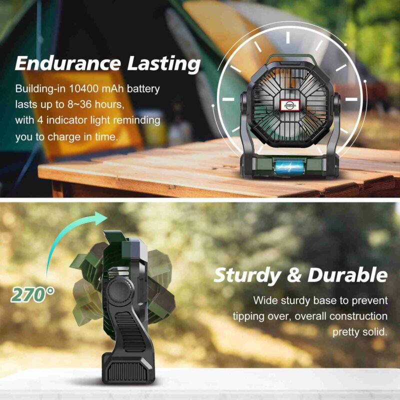 MD-X29 270° Rotation Rechargeable Camping Fan